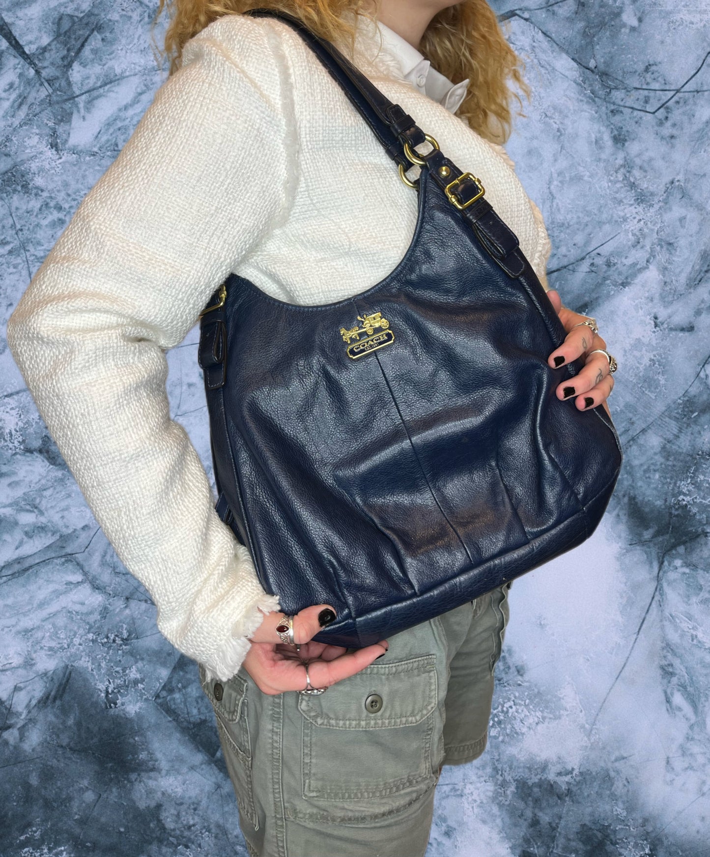 Coach Navy Blue Butterfly Carryall