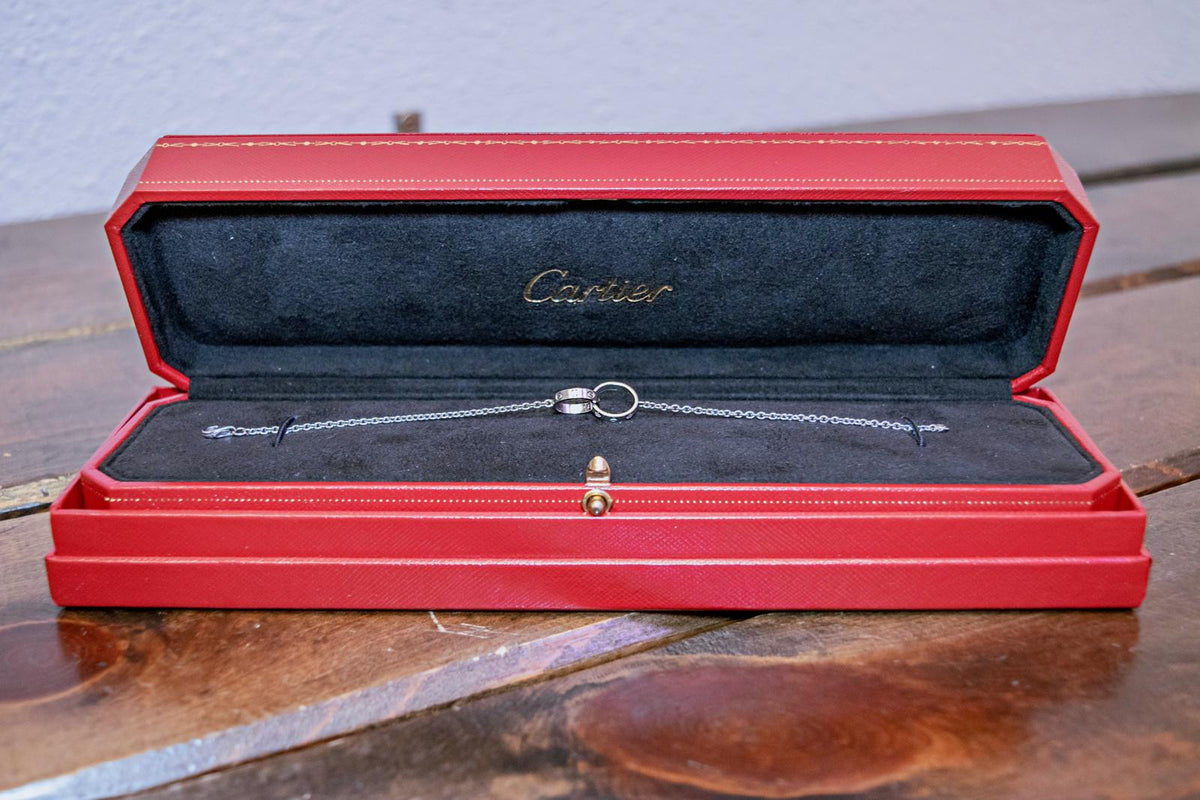 Cartier Baby Love Bracelet 18K White Gold Double Rings Chain w/ Box Authentic